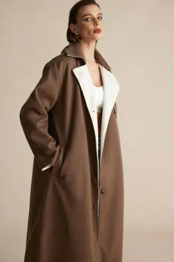 MICAS Outerwear|Outerwear-Fleece Button Patchwork Coat COFFEE