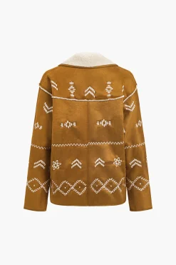 MICAS Outerwear|Outerwear-Fleece Embroidery Jacket CHOCOLATE