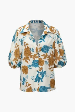 MICAS Short Sets-Floral Bra Top And Pocket Shorts And Shirt 3PC Set MULTICOLOR