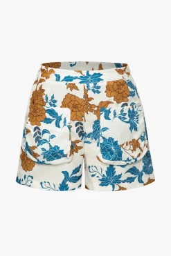 MICAS Short Sets-Floral Bra Top And Pocket Shorts And Shirt 3PC Set MULTICOLOR