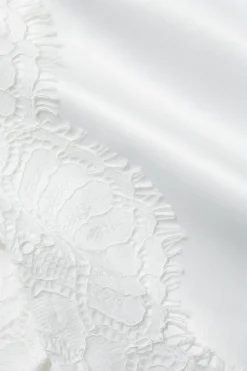 MICAS Midi Dresses-Floral Embroider Lace Crossed Backless Bustier Midi Dress WHITE