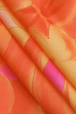 MICAS Skirts-Floral Knot Side Wrap Mini Skirt ORANGE