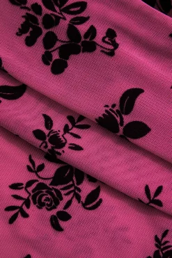 MICAS Mini Dresses-Floral Mesh Backless Cut Out Mini Dress RASPBERRY