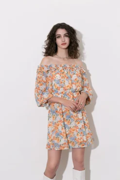 MICAS Mini Dresses-Floral Off The Shoulder Mini Dress MULTICOLOR