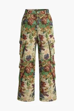 MICAS Pants-Floral Pattern Pocket Trousers BEIGE