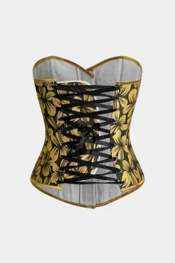 MICAS Tube Tops-Floral Print Appliques Tube Top YELLOW