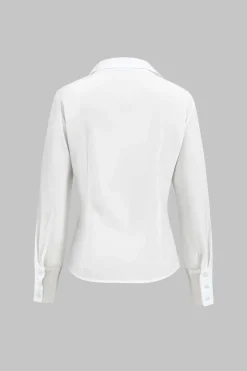 MICAS Skirt Sets-Floral Print Buttoned Long-Sleeve Shirt And Skirt Set WHITE