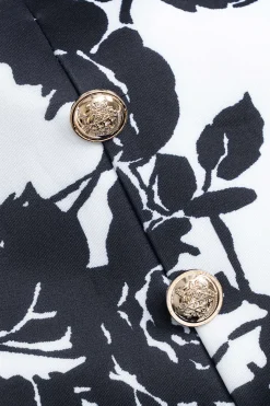 MICAS Skirt Sets-Floral Print Buttoned Long-Sleeve Shirt And Skirt Set WHITE