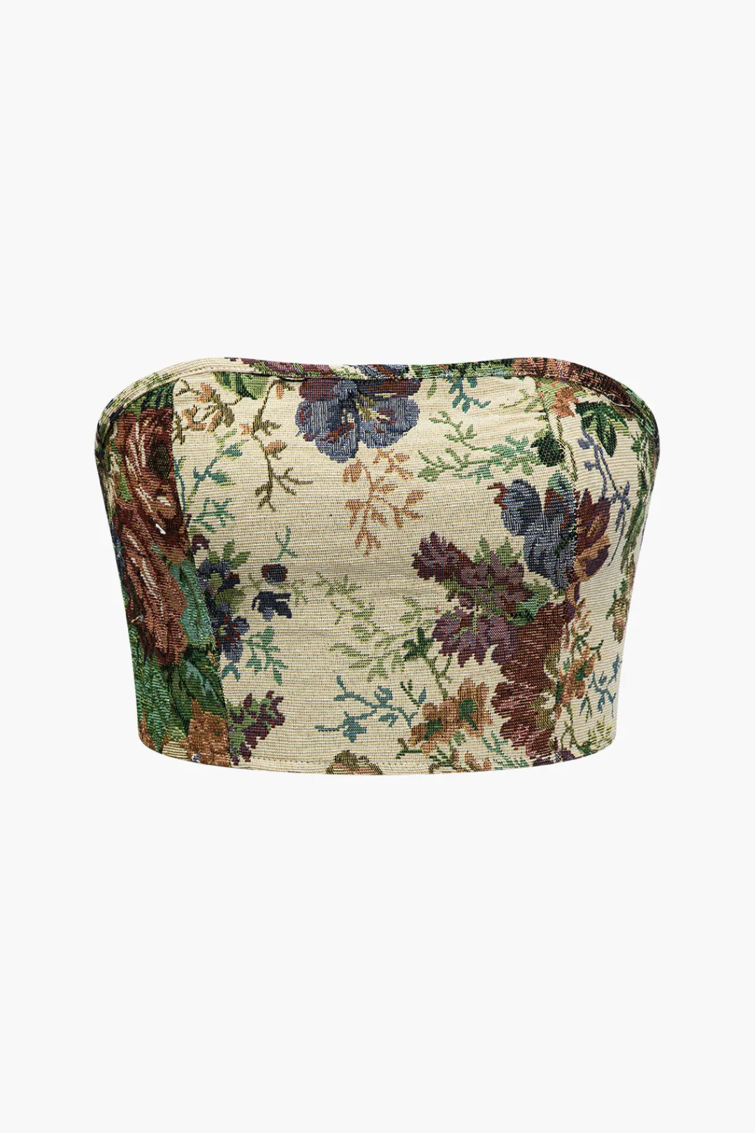 MICAS Pant Sets|Vacation Sets-Floral Print Fringe Tie Back Tube Top And Button Pocket Trouser Set MULTICOLOR