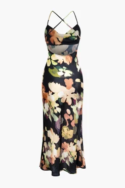MICAS Midi Dresses-Floral Print Halter Midi Dress MULTICOLOR