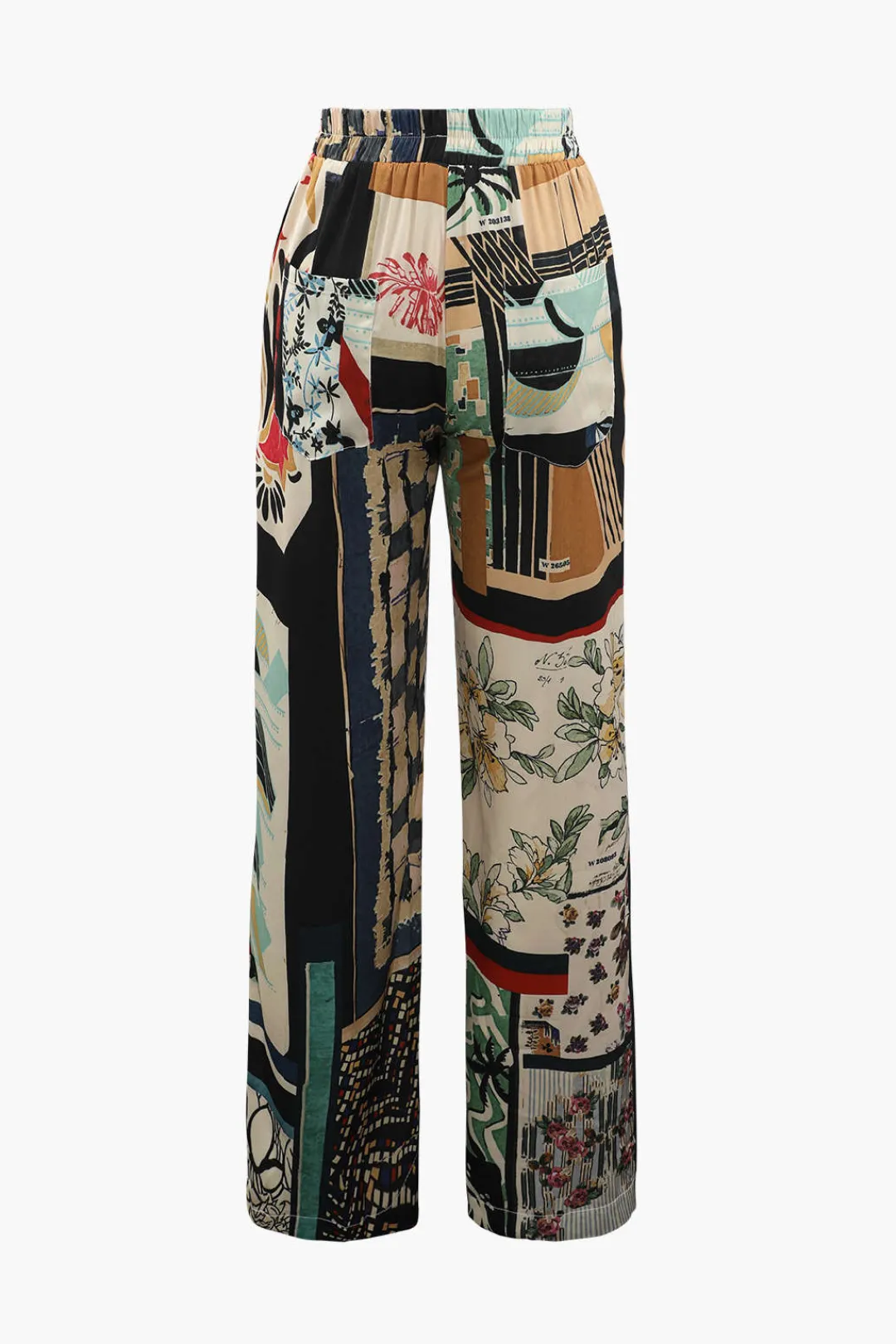 MICAS Pants-Floral Print High Waisted Straight Leg Pants