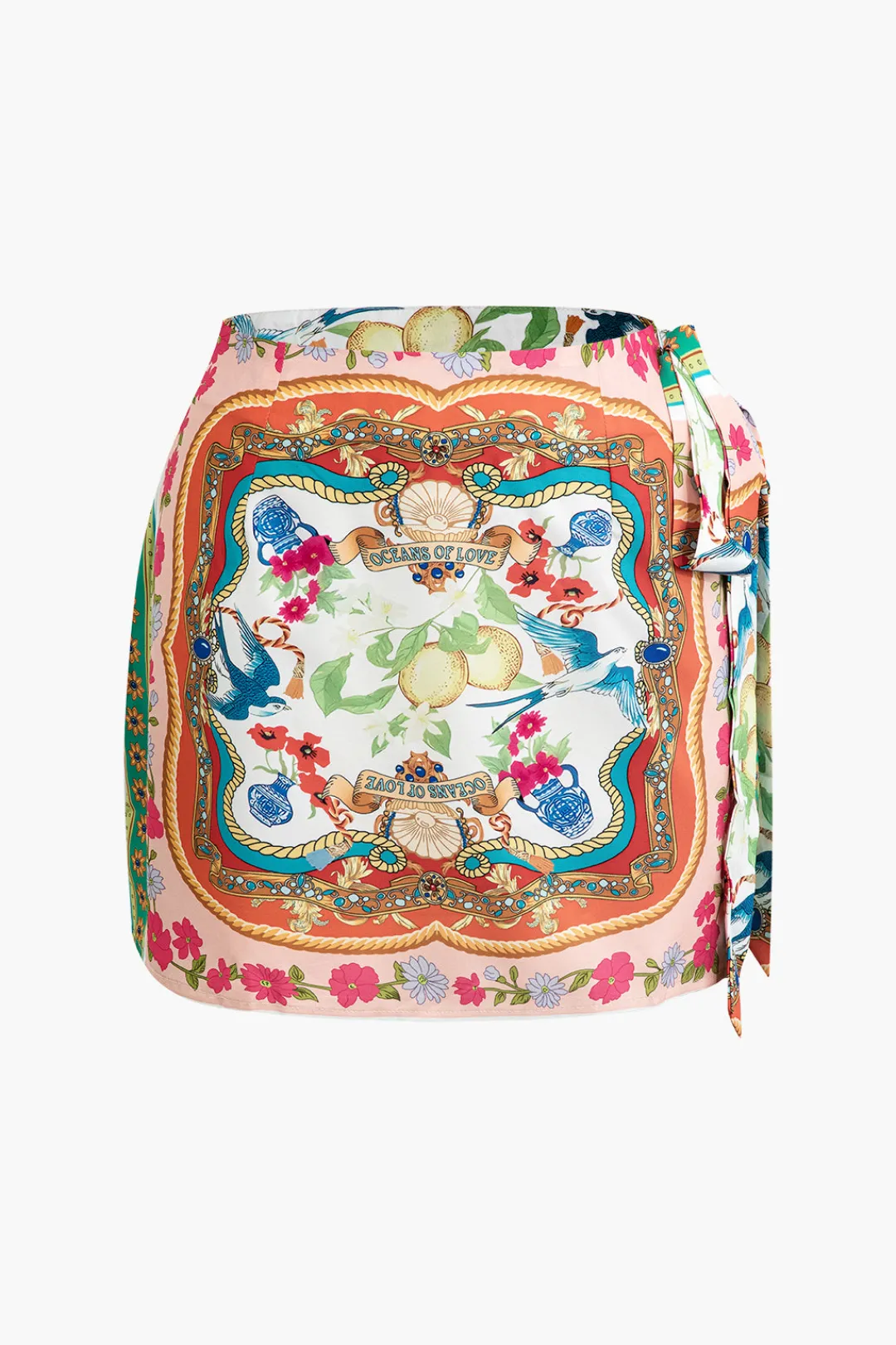 MICAS Skirts-Floral Print Knot Mini Skirt MULTICOLOR