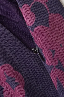 MICAS Maxi Dresses-Floral Print Lace Trim Slit Maxi Dress PLUM