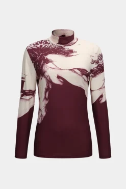 MICAS Long Sleeve Tops|Long Sleeves Tops-Floral Print Long-Sleeve Top BURGUNDY