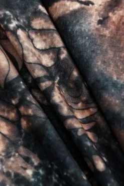 MICAS Skirts-Floral Print Mesh Patchwork Asymmetric Hem Skirt WHEAT