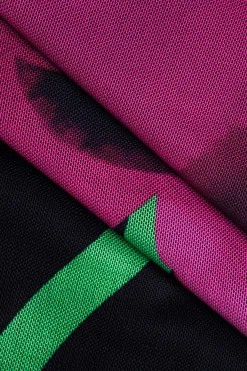 MICAS Long Sleeve Dresses|Mini Dresses-Floral Print Mesh Round Neck Long Sleeve Mini Dress BLACK