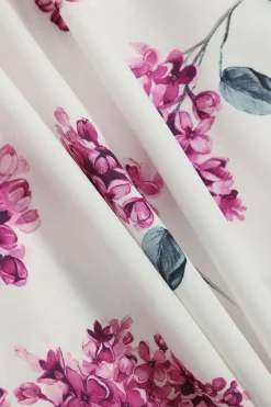 MICAS Long Sleeve Dresses|Mini Dresses-Floral Print Ruffle V-Neck Long Sleeve Mini Dress WHITE