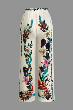 MICAS Vacation Sets|Pant Sets-Floral Print Shirt And Pants Set BEIGE