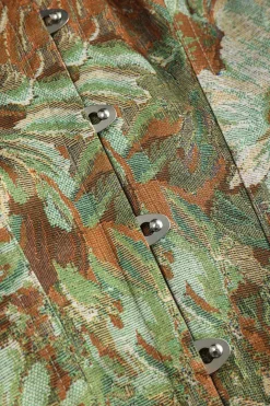 MICAS Tube Tops-Floral Print Strapless Tie Back Tube Top GREEN