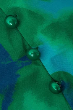 MICAS Long Sleeve Dresses|Maxi Dresses-Floral Print V-neck Slit Maxi Dress GREEN