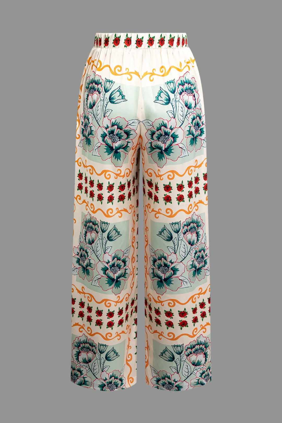 MICAS Pants-Floral Print Wide Leg Pants MULTICOLOR