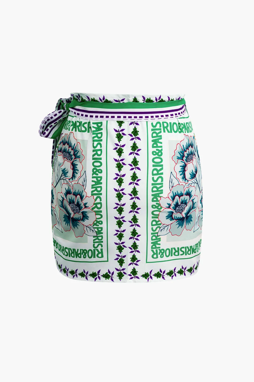 MICAS Skirts-Floral Print Wrap Knot Mini Skirt