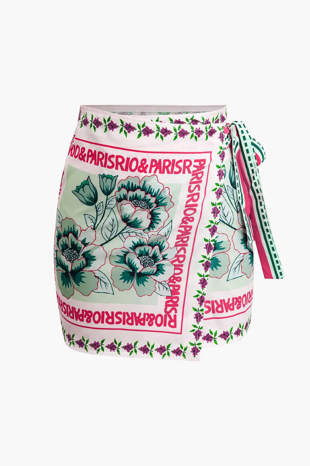 MICAS Skirts-Floral Print Wrap Knot Mini Skirt