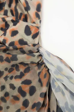 MICAS Mini Dresses-Floral Print Wrap Ruched Strapless Mini Dress DARK ORANGE