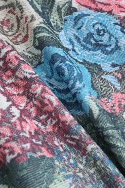 MICAS Pant Sets-Floral Print Zipper Stand Collar Top And Trousers Set BEIGE