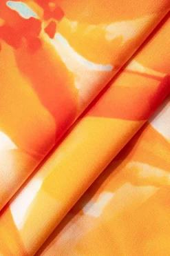 MICAS Skirt Sets-Floral Print Zip-Up Top And Ruffle Skirt Set