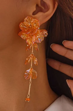 MICAS Earrings|Accessories-Floral Tassel Earrings TANGERINE
