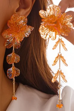 MICAS Earrings|Accessories-Floral Tassel Earrings TANGERINE