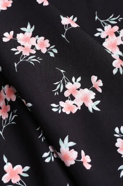 MICAS Maxi Dresses-Floral Tie Front Midi Dress BLACK