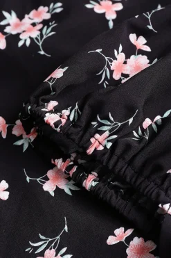 MICAS Maxi Dresses-Floral Tie Front Midi Dress BLACK