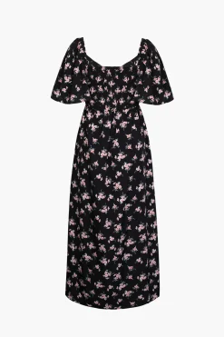 MICAS Maxi Dresses-Floral Tie Front Midi Dress BLACK