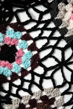 MICAS Knitwear|Skirts-Flower Embroidery Hollow Out Crochet Knit Mini Skirt