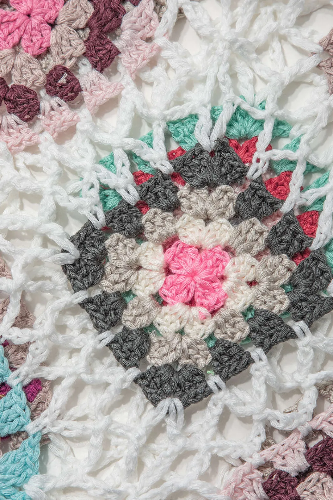 MICAS Knitwear|Skirts-Flower Embroidery Hollow Out Crochet Knit Mini Skirt