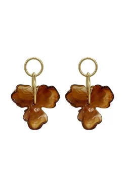 MICAS Earrings|Accessories-Flower Pendant Earrings BROWN