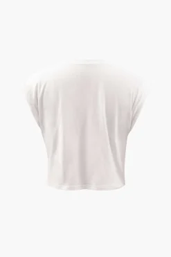 MICAS T-Shirts-Flower Print Hem Knotted Short Sleeve T-Shirt