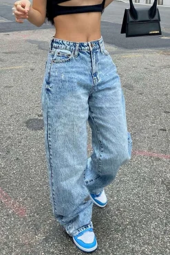 MICAS Jeans-Frayed Destroyed Wide Leg Jeans