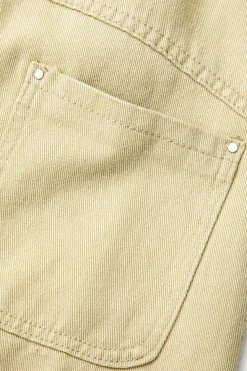 MICAS Jeans-Frayed Waist Rivet Decor Straight Leg Pants KHAKI