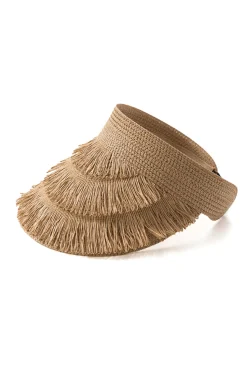 MICAS Accessories-Fringe Brim Straw Visor Hat