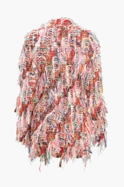 MICAS Mini Dresses|Long Sleeve Dresses-Fringe Long Sleeve Mesh Mini Dress MULTICOLOR