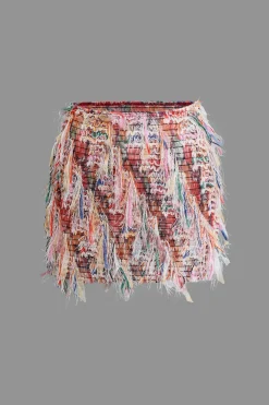 MICAS Skirts-Fringe Mini Skirt