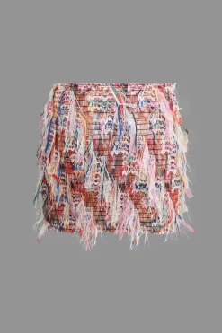 MICAS Skirts-Fringe Mini Skirt