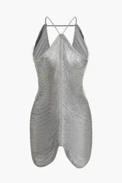 MICAS Mini Dresses-Fringe V-neck Mini Dress