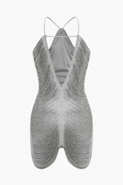 MICAS Mini Dresses-Fringe V-neck Mini Dress