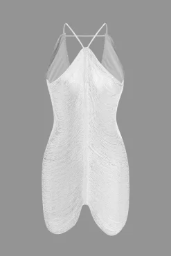MICAS Mini Dresses-Fringe V-neck Mini Dress