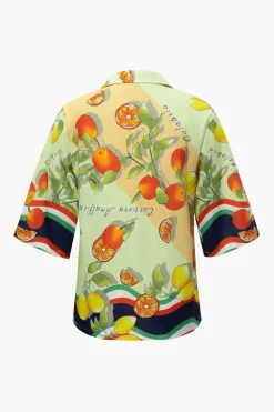 MICAS Blouses & Shirts-Fruit Print Short-Sleeve Shirt YELLOW