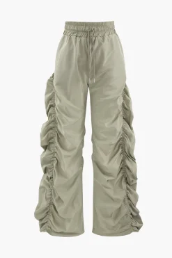 MICAS Cargo Pants|Pants-Gathered Drawstring Wide Leg Cargo Pants